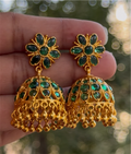 The Abhiri Silver Green Kemp Jhumka