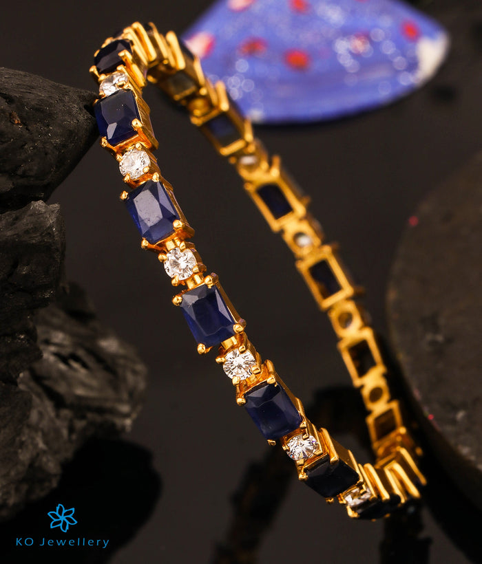 The Avani Silver Blue Kemp Bangle (Size/2.2/2.4/2.6/2.8)