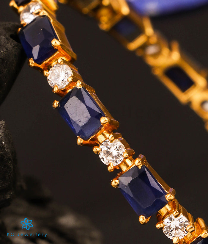 The Avani Silver Blue Kemp Bangle (Size/2.2/2.4/2.6/2.8)