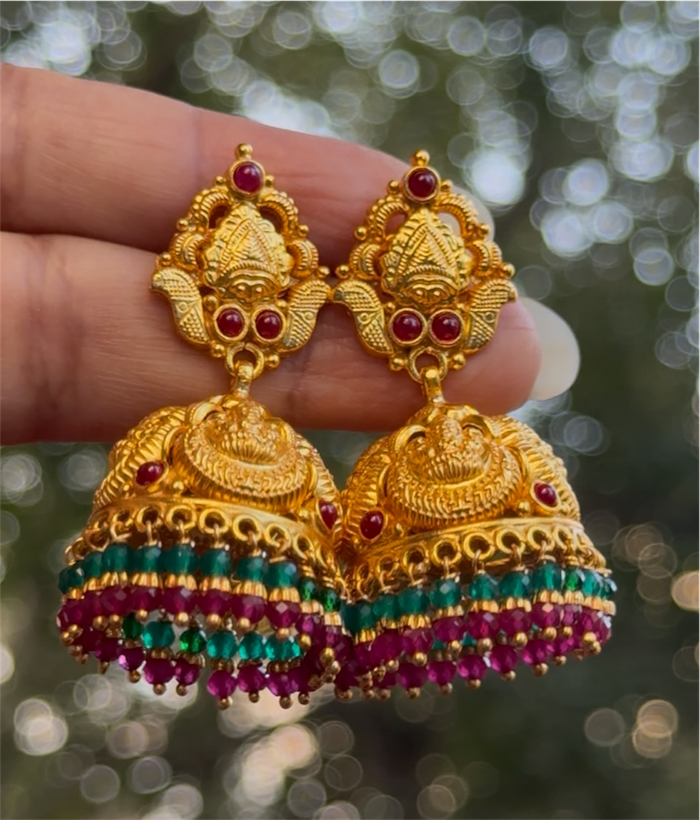 The Hita Silver Lakshmi Kemp Jhumka