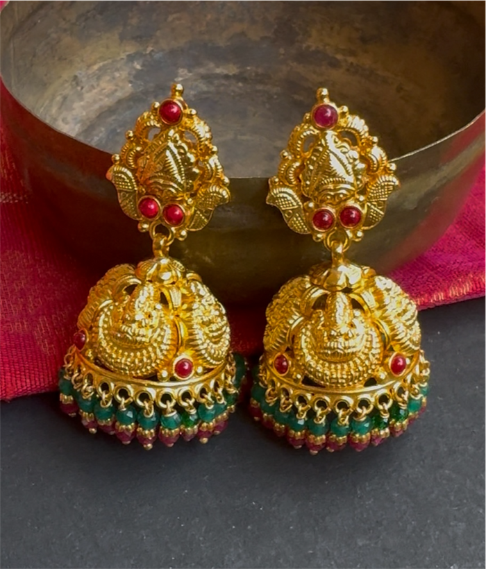 The Hita Silver Lakshmi Kemp Jhumka