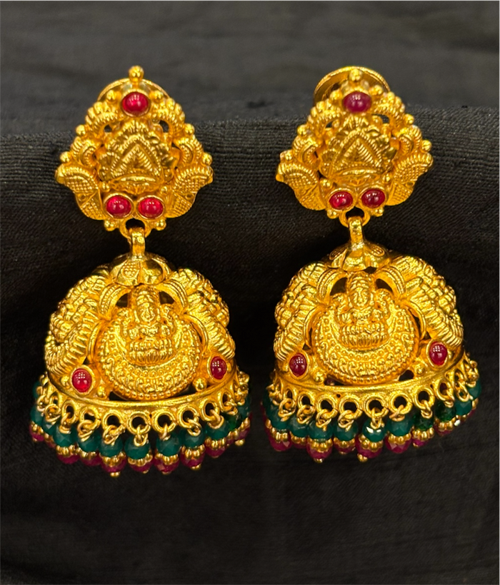 The Hita Silver Lakshmi Kemp Jhumka