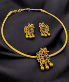 The Lasaka Silver Peacock Blue Kemp Pendant Set