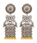 The Mayuraka Silver Peacock Jhumka (Two-tone)