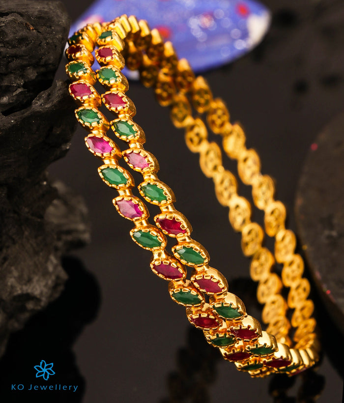 The Nishita Silver Kemp Bangle (Green/Size/2.2/2.4/2.6/2.8)