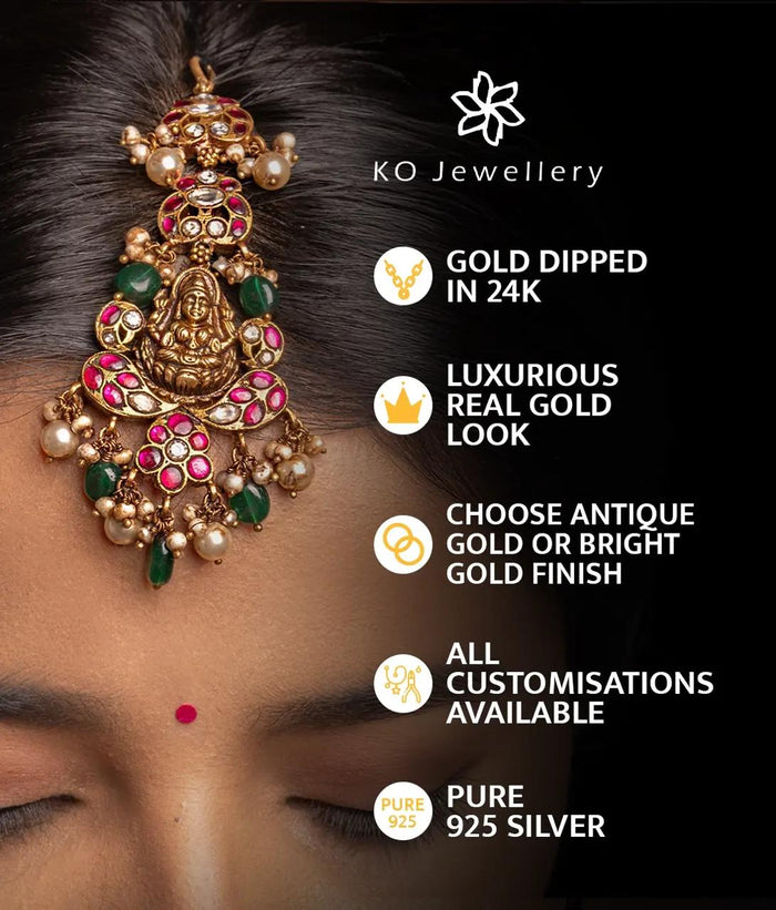 The Padmavat Silver Chand Bali Earrings (Red)