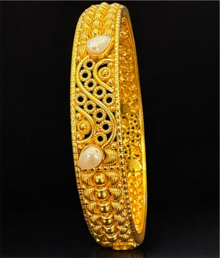 The Parag Silver Pearl Filigree Bangle-Single (Size 2.2/2.4/2.6/2.8)