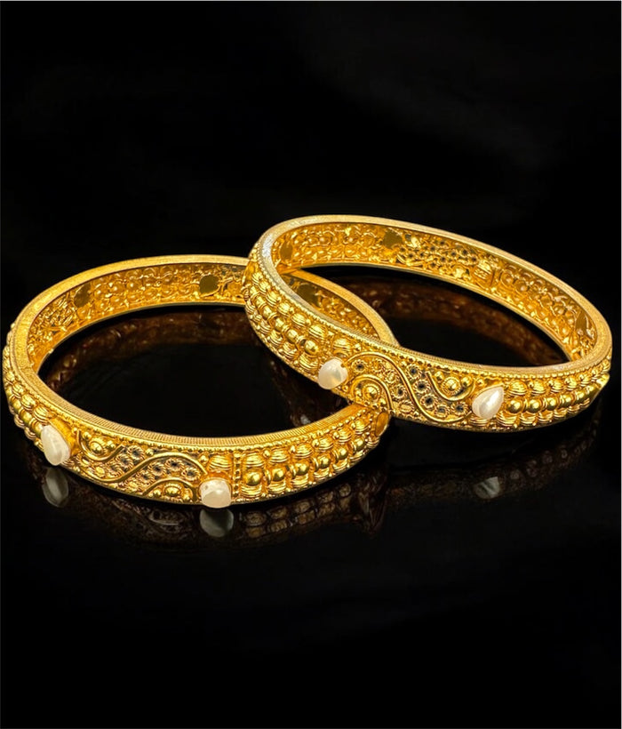 The Parag Silver Pearl Filigree Bangle-Single (Size 2.2/2.4/2.6/2.8)