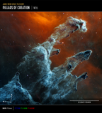 Pillars of Creation from the Eagle Nebula as seen by the James Webb Space Telescope.