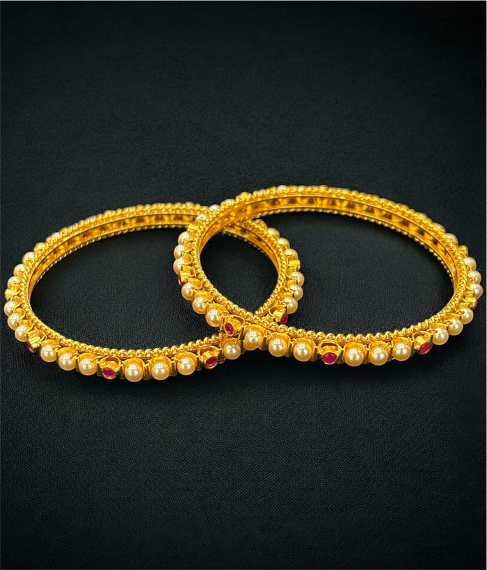 The Pratham Silver Pearl Bangle -Single (Size /2.2/2.4/2.6/2.8)