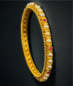 The Pratham Silver Pearl Bangle -Single (Size /2.2/2.4/2.6/2.8)