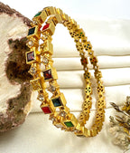 The Smriti Silver Navratna Bangle (Size /2.2/2.4/2.6/2.8)