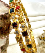 The Smriti Silver Navratna Bangle (Size /2.2/2.4/2.6/2.8)