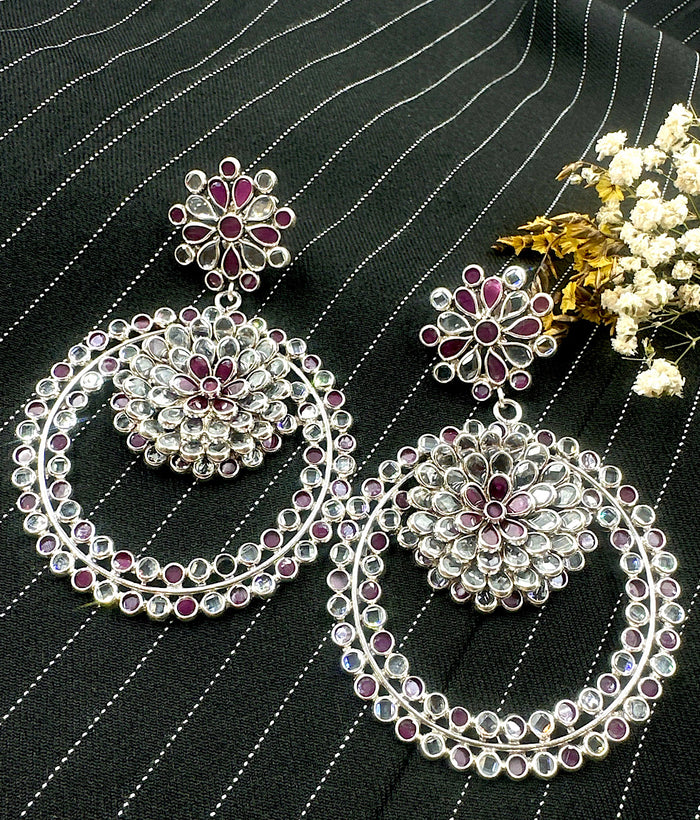 The Tamannah Polki Silver Earrings