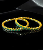The Tanmaya Silver Green Kemp Bangle-Single (Size /2.2/2.4/2.6/2.8)