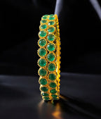 The Tanmaya Silver Green Kemp Bangle-Single (Size /2.2/2.4/2.6/2.8)