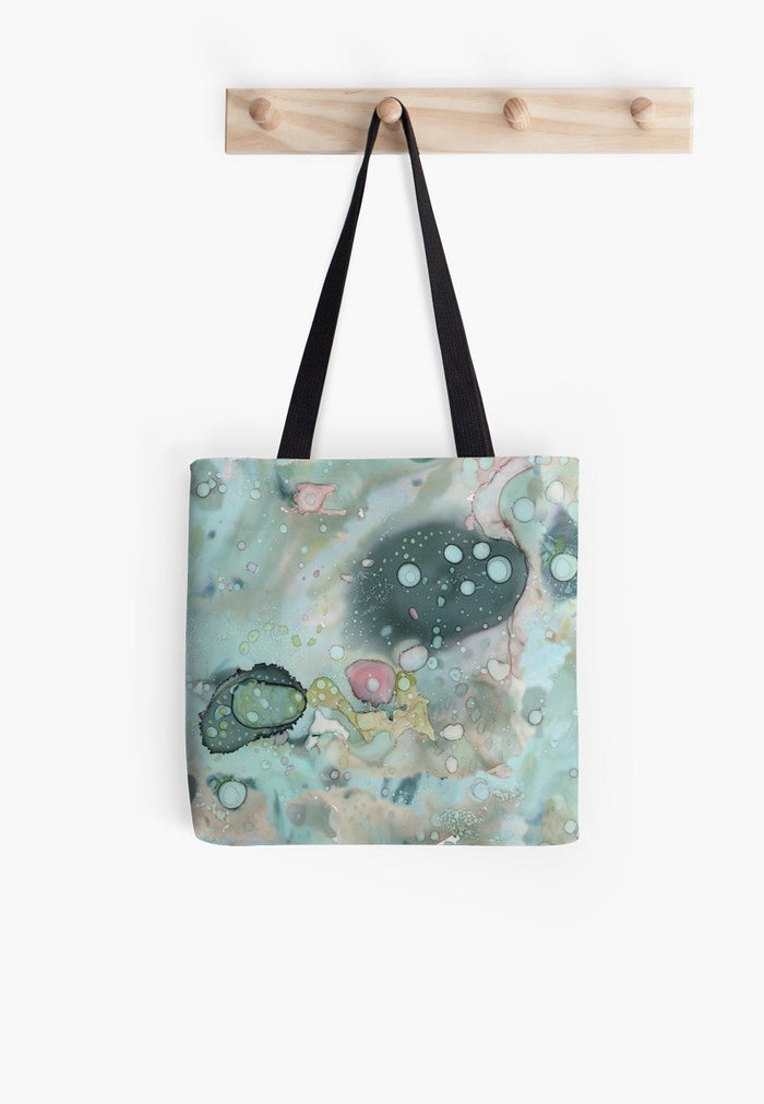 organic in blue tote bag