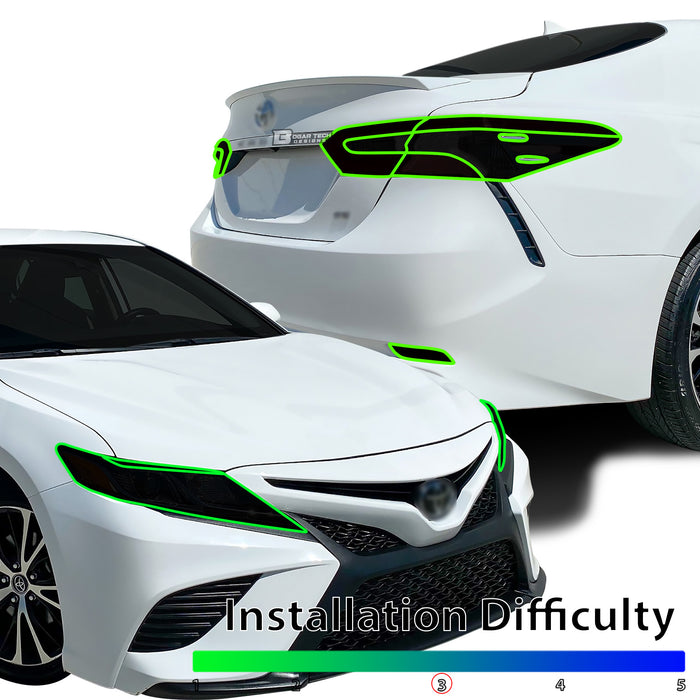 Complete Full Headlight Taillight Precut Overlay Tint Kit with Tools Fits Toyota Camry 2018 - 2024 - Bogar Tech Designs