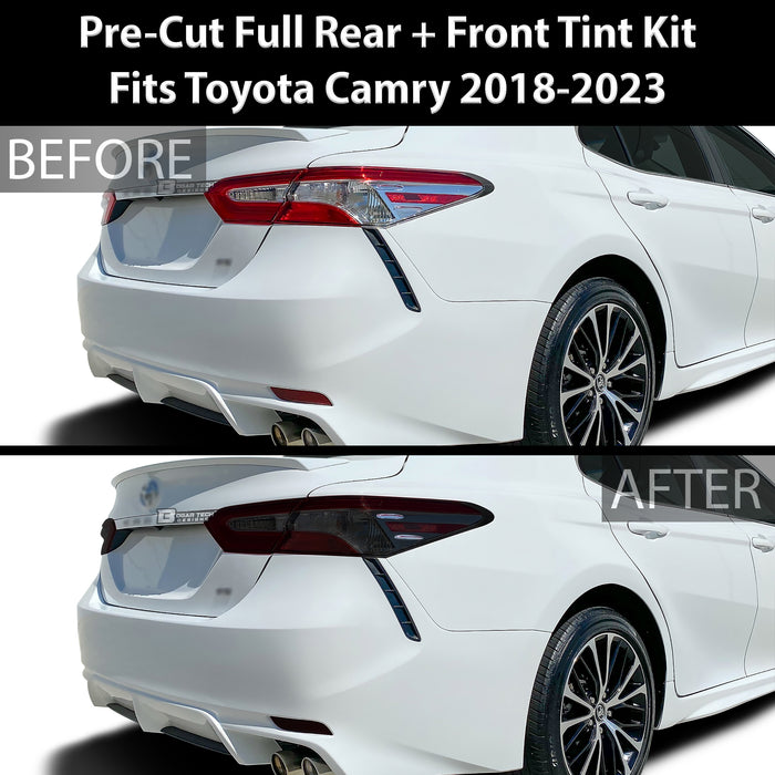 Complete Full Headlight Taillight Precut Overlay Tint Kit with Tools Fits Toyota Camry 2018 - 2024 - Bogar Tech Designs