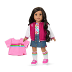 Truly Me™ 18-inch Doll #108 with curly black-brown hair