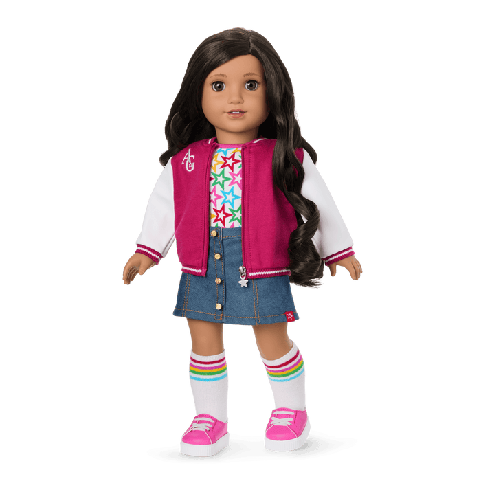 Truly Me™ 18-inch Doll #108 with curly black-brown hair