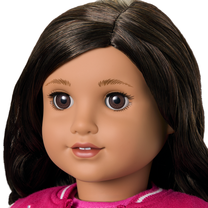 Truly Me™ 18-inch Doll #108 with curly black-brown hair