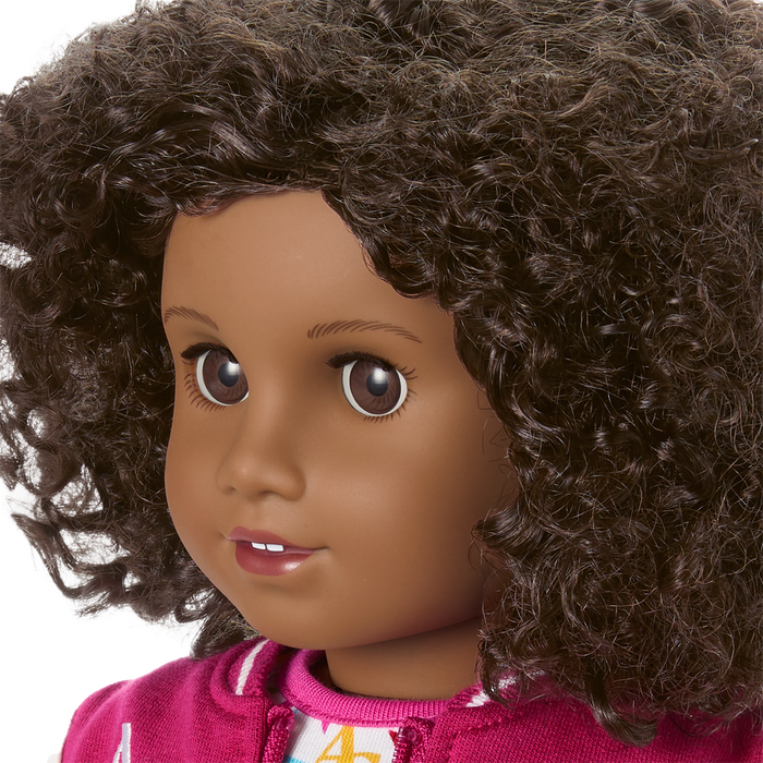 Truly Me™ 18-inch Doll #112 with curly dark-brown hair