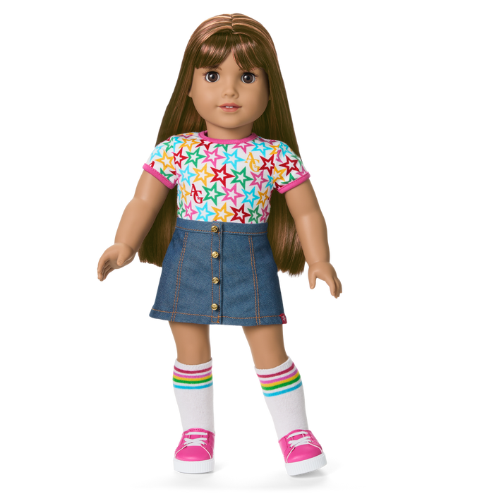 Truly Me™ 18-inch Doll #122 with straight dark-brown hair