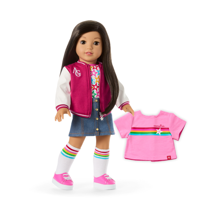 Truly Me™ 18-inch Doll #124 with straight black-brown hair