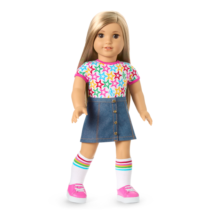 Truly Me™ 18-inch Doll #131 with straight blonde hair