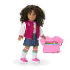 Truly Me™ 18-inch Doll #132 with curly dark-brown hair