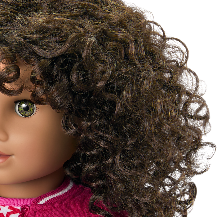 Truly Me™ 18-inch Doll #132 with curly dark-brown hair
