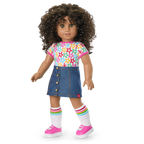 Truly Me™ 18-inch Doll #132 with curly dark-brown hair