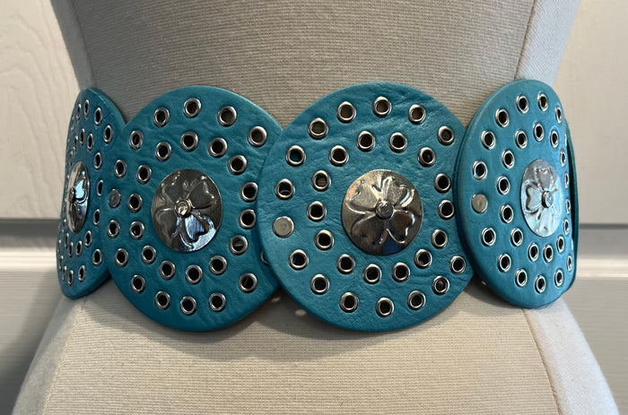 Turquoise Moroccan Leather Medallion Belt