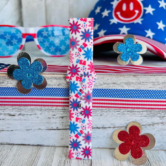USA Daisies Print Silicone Band For Samsung Watch
