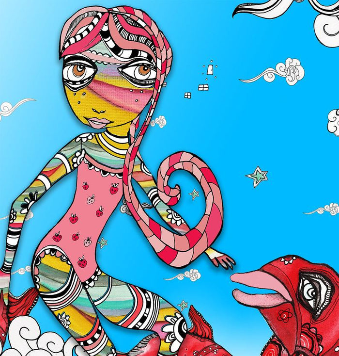 Wall Art Tapestry 'Surfer Girl' — alternate angle