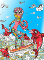 Wall Art Tapestry 'Surfer Girl' — close-up