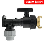 Wall Flange Kit 25mm MDPE + Large Plastic Valve + Geka for Garden Irrigation Kit