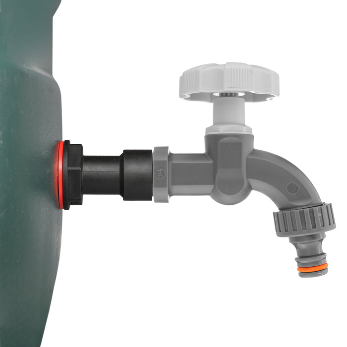 Water Butt Extension Kit 3/4in with Grey Dial Tap and Drill Bit Garden Hose Pipe