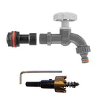 Water Butt Extension Kit 3/4in with Grey Dial Tap and Drill Bit Garden Hose Pipe