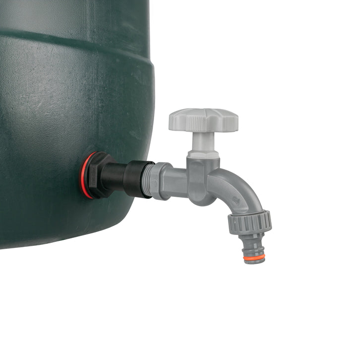 Water Butt Extension Kit 3/4in with Grey Dial Tap and Drill Bit Garden Hose Pipe