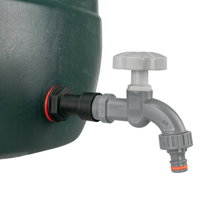 Water Butt Extension Kit 3/4in with Grey Dial Tap and Drill Bit Garden Hose Pipe