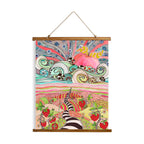 Whimsical Wood Slat Tapestry 'Pink Sun Rising' — C. Cambrea, Sincerely Joy