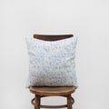 White Botanical Blue Linen Cushion Cover - Linen Tales