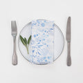 White Botanical Blue Linen Napkins Set of 2 - Linen Tales