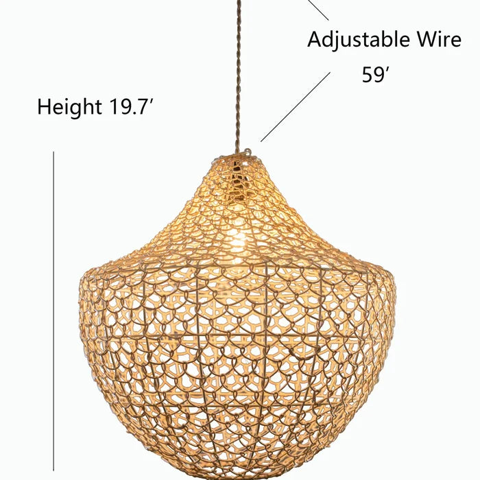 Woven Basket Pendant Light Natural Rattan Hanging Light