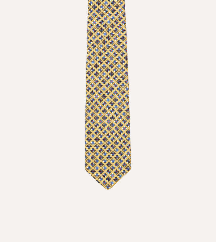 Yellow Square Medallion Self-Tipped Silk Tie