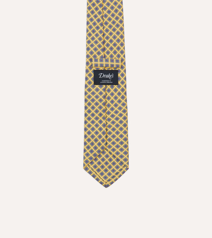 Yellow Square Medallion Self-Tipped Silk Tie