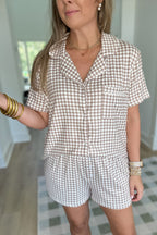Z Supply: Maddie Gingham Short - Iced Coffee
