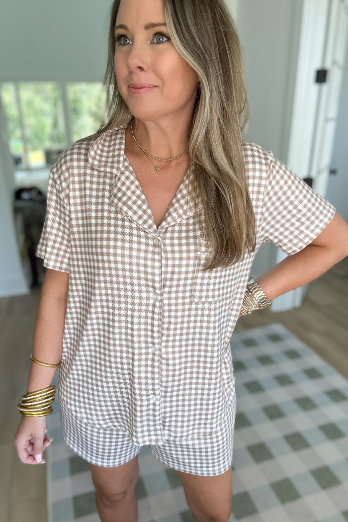 Z Supply: Maddie Gingham Short - Iced Coffee - B Social Boutique